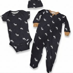 Gerber Baby Boy Deer Set (3-6M) - Sleep 'N Play, Bodysuit & Hat